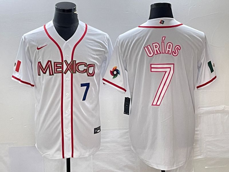 Men 2023 World Cub Mexico #7 Urias White Nike MLB Jersey57->more jerseys->MLB Jersey